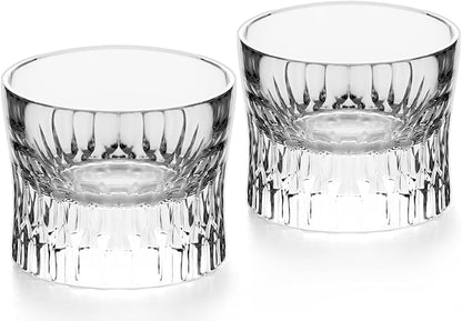 KAMMAK Crystal Whiskey Glasses Set of 2, Old Fashioned Glasses Stemless, 4.66oz Hand Blown White Cocktail Glasses, Engagement Gifts for Couples, Women, Men