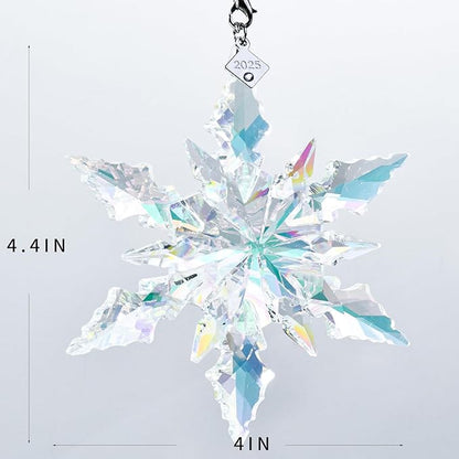 2025 Edition Crystal Snowflake Ornament Christmas Tree Ornament Home Decor Gift (2025-Fantasy Color)