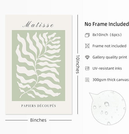 Henri Matisse Wall Art Prints Pink Blue Canvas Wall Decor Aesthetic Pictures Wall Art Danish Pastel Painting Henri Matisse Poster Trendy Artwork for Bedroom 8x10 Inch Unframed Set of 6