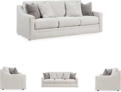 Signature Design by Ashley Maitelynn Contemporary Sofa with Accent Pillows, Reversible Cushions and Sloped Arms, Light Gray