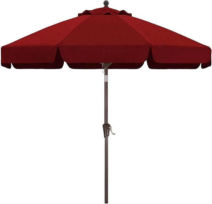 MASTERCANOPY 9ft Olefin Valance Patio Umbrella with Tilt Crank, 5-Year-Non-Fading Canopy & 8 Fiberglass Ribs for Deck, Patio, and Garden, Red