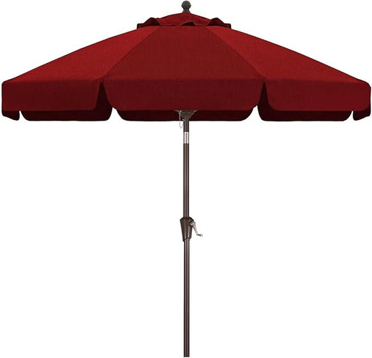 MASTERCANOPY 9ft Olefin Valance Patio Umbrella with Tilt Crank, 5-Year-Non-Fading Canopy & 8 Fiberglass Ribs for Deck, Patio, and Garden, Red