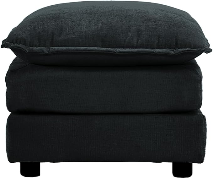 SoarFlash Chenille Sectional Sofa Ottoman,Black