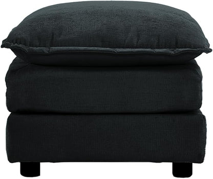 SoarFlash Chenille Sectional Sofa Ottoman,Black