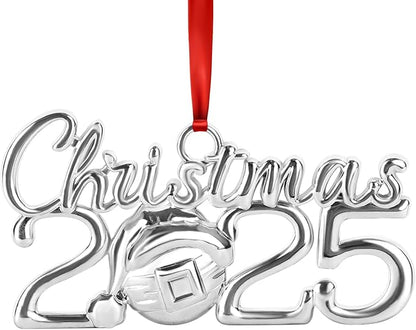 Christmas Ornament 2025 Ornaments for Christmas Tree Decorations, Dated Ornaments 2025 Keepsake Yearly 2025 Metal Hanging Ornaments for Xmas Wreath Decor Holiday Party Supplies