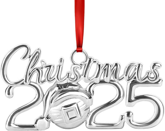 Christmas Ornament 2025 Ornaments for Christmas Tree Decorations, Dated Ornaments 2025 Keepsake Yearly 2025 Metal Hanging Ornaments for Xmas Wreath Decor Holiday Party Supplies