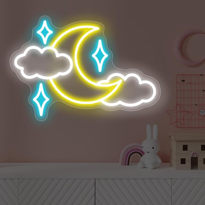 Star Moon Cloud Neon Sign for Wall Decor Bedroom Bar decor Personalized LED Neon Light, bedroom moon decorate, Game Room Decor, Moon Neon For Kids Room, Girls, Wedding, Party, Christmas