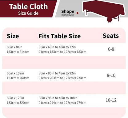 Burgundy 6 Pack Polyester Table Cloth 60 x 126 Inch, Rectangle Tablecloths for 6 Foot Tables Washable Table Cloth for Party Wedding