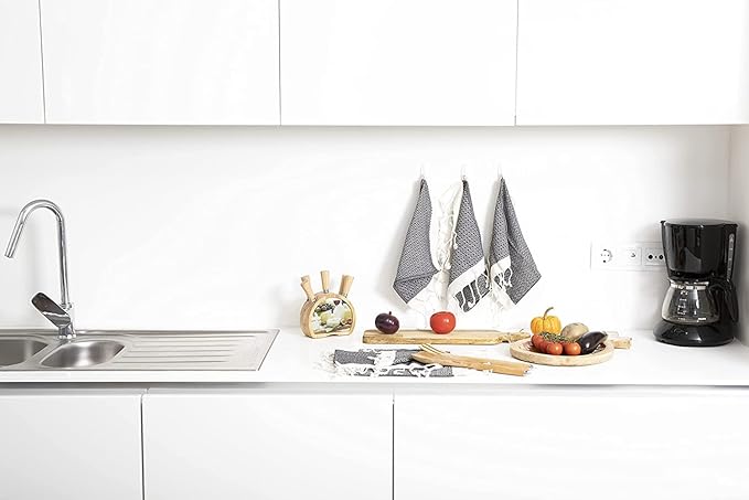 SMYRNA TURKISH COTTON Vintage Series Kitchen Dish Towels Pack of 6, Machine Washable Wash Cloths, Ultra Soft, Absorbent, Prewashed and Quick Dry Turkish Dish Towels, 12x12 Inch (Dark Gray)