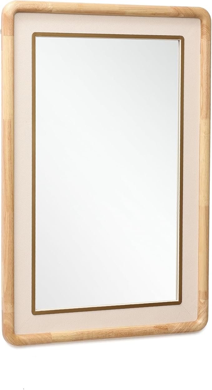 LuxenHome Rounded Rectangle Wall Mirror, 35.4" x 23.6" Large Solid Wood Framed Bathroom Mirror for Wall, Decorative Wooden Mirrors for Entryway Living Room Bedroom, Hangs Horizontally or Vertically