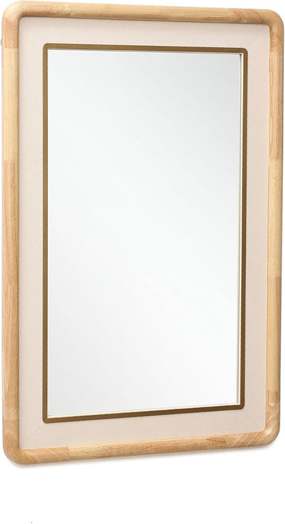 LuxenHome Rounded Rectangle Wall Mirror, 35.4" x 23.6" Large Solid Wood Framed Bathroom Mirror for Wall, Decorative Wooden Mirrors for Entryway Living Room Bedroom, Hangs Horizontally or Vertically