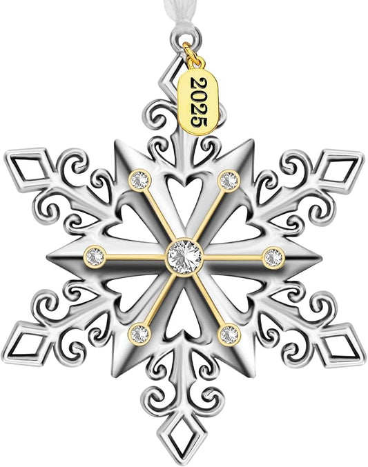 Christmas Tree Ornaments – 2025 Snowflake Hanging Pendant of Car Charm Holiday Decorative Keepsake Gift Home Decor (1 Pieces-B (2025))