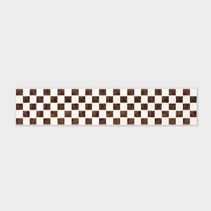 EVERGRACE Checkered Plaid Area Rug 2x10, Soft Fuzzy Faux Wool Rugs Washable Anti Slip Rugs Long Runner Carpet for Entryway Bedroom Living Room Hallway Kitchen Dining Room and Laundry, Dark Brown