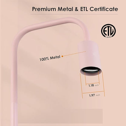 BoostArea Floor Lamp, Modern Cute Pink Floor Lamp, 63Inch Metal Standing Lamp, E26 Socket, On/Off Footswitch, ETL Listed, Tall Thin Skinny Cool Floor Lamp for Living Room, Bedroom Decor, Minimalist