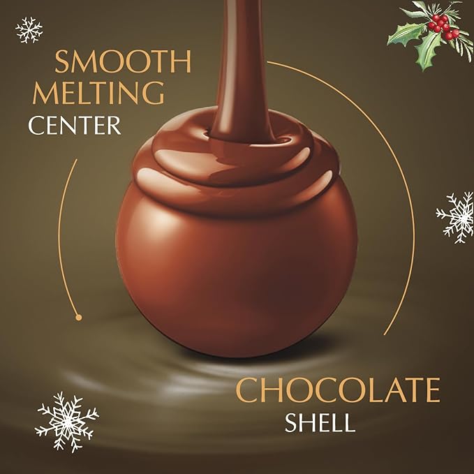 Lindt LINDOR Holiday Assorted Chocolate Candy Truffles Token Gift Box, 3.0 oz.