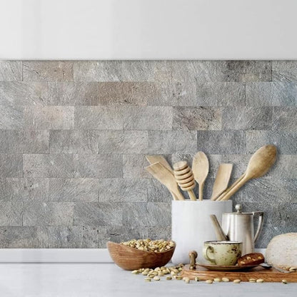 AULIGET 3" x 6" Subway Tile Peel and Stick Backsplash, Thick PVC Stick on Wall Tiles (100, Mountain Rock)