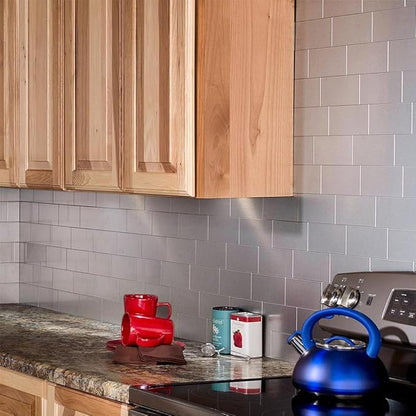 AULIGET 3" x 6" Subway Tile Peel and Stick Backsplash, Thick PVC Stick on Wall Tiles (100, Brush Aluminum)