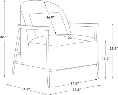 CHITA Accent Chair for Living Room, FSC Certified Modern Upholstered Faux Sherpa Fabric Armchair with Metal Frame and Wooden Armrests, Ivory