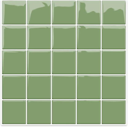 Alwayspon 10 Sheets 10"x10" Green 3D Vinyl Backsplash Tiles, Self-Adhesive Peel and Stick Wall Tile Stickers Stick on Subway Tiles for Kitchen Bathroom Wall
