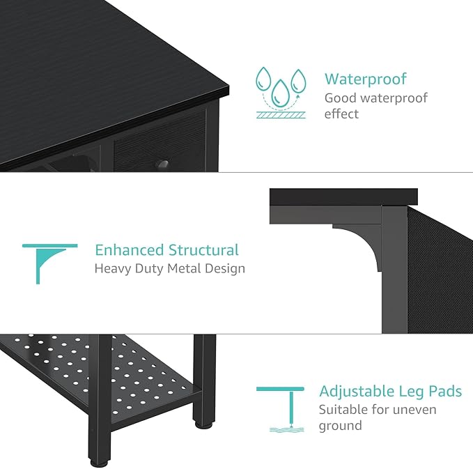 Lufeiya Computer Desk with Fabric Drawers, 40 Inch Reversible Gaming Desk for Small Space Home Office, Modern Simple Study Writing Table PC Desks for Bedroom, Black