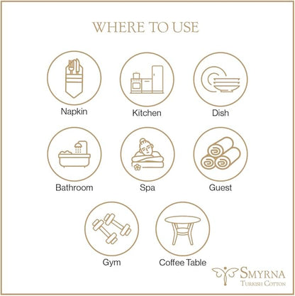 SMYRNA TURKISH COTTON Herringbone Series Kitchen Dish Towels Pack of 6, Machine Washable Wash Cloths, Ultra Soft, Absorbent, Prewashed and Quick Dry Turkish Dish Towels, 12x12 Inch (Latte)