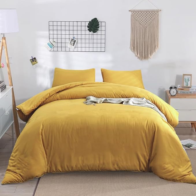 Pureant Mustard Comforter Set Twin Dark Yellow Bedding Comforter Sets Solid Yellow Comforter for Women Girls Soft Turmetric Twin Size Comforter Sets Solid Ginger Blanket Durable
