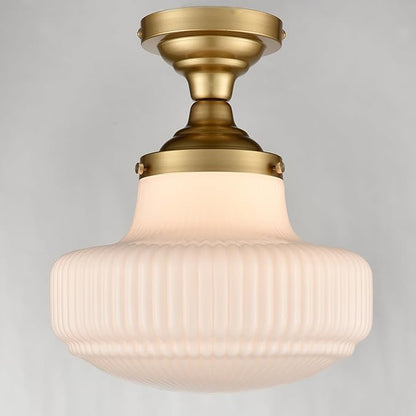 CLAXY Modern Gold Schoolhouse Ceiling Light Semi-Flush Mount Ceiling Light Fixture Milk Glass Lamp for Hallway Entryway Bedroom Kitchen