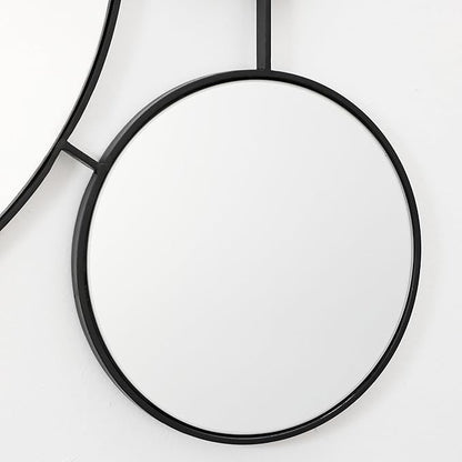 LuxenHome 34.5"x24.5" Circles Wall Mirror, Black Metal Frame Iron Loops Round Decorative Wall Decor, Modern Accent Mirror for Vanity Living Room Bedroom Bathroom Entryway Corner