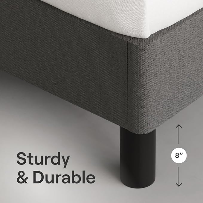 Nectar Bed Frame - Cal King - Grey - 8 Inch Legs - Sturdy Wooden Slats for Support - Steel Frame - Contemporary and Durable Upholstery - Holds Up to 700 Pounds - Easy Assembly