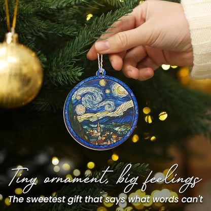 Starry Night Van Gogh Christmas Ornaments 2025 - Suncatcher Ornaments Christmas Decorations - Watercolor Starry Night Decorations, Housewarming Gift Ideas, Gifts for Artists Art Lovers