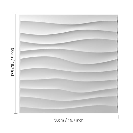 Art3d 12 Pack 3D Wave Design Wall panels 19.7"x19.7" PVC Panel for Interior Wall Decor Living Room, Office, TV Background, White