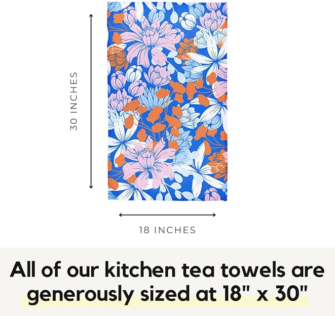 Modern Style Premium Kitchen Tea Towel Super Absorbent Fast Drying Microfiber Tropical Bloom