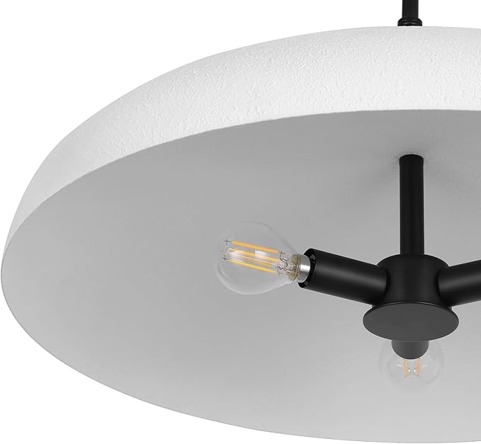 LamQee 20 Inch Oversized Large Pendant Lights, 3-Lights Textured White Modern Dome Chandelier, Rustic Metal Pendant Lighting Fixture Ceiling Hanging for Kitchen Island, Dining Room Over Table, Bar