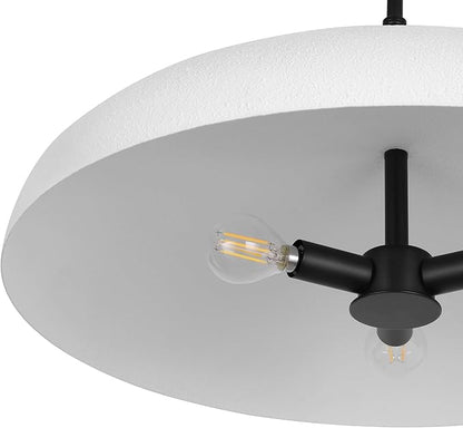 LamQee 20 Inch Oversized Large Pendant Lights, 3-Lights Textured White Modern Dome Chandelier, Rustic Metal Pendant Lighting Fixture Ceiling Hanging for Kitchen Island, Dining Room Over Table, Bar