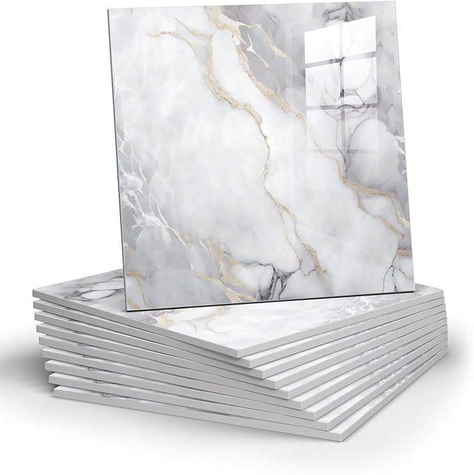 Thick 22pcs Marble Peel and Stick Backsplash Surface Waterproof Wall Panels,Self-Adhesive Marble PVC Foam Wall Panels for Kitchen, Bathroom - 11.8"x11.8" Kitchen Tile(Not Real Tiles,Colorful)