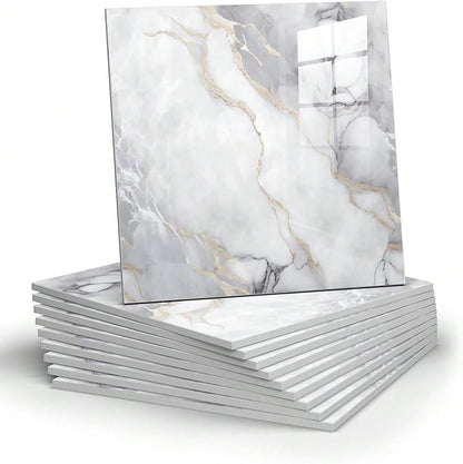 Thick 22pcs Marble Peel and Stick Backsplash Surface Waterproof Wall Panels,Self-Adhesive Marble PVC Foam Wall Panels for Kitchen, Bathroom - 11.8"x11.8" Kitchen Tile(Not Real Tiles,Colorful)