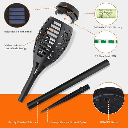 10Pack Solar Lights Outdoor, Solar Torch Lights Outdoor Flickering Flame for Christmas Decorations, Waterproof Garden Light Solar Powered , Torches Flame Light for Outside Yard Patio Lawn Garden Decor