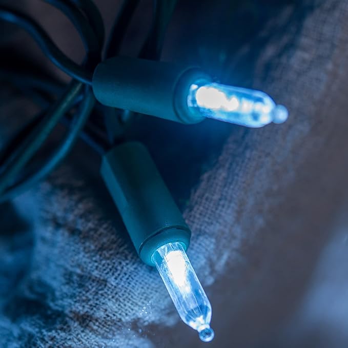 YULETIME Cool White LED Christmas Lights with Green Wire, 33 ft 100 Count UL Certified Commercial Grade Holiday String Light Set (Cool White - Green Wire)