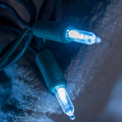 YULETIME Cool White LED Christmas Lights with Green Wire, 33 ft 100 Count UL Certified Commercial Grade Holiday String Light Set (Cool White - Green Wire)