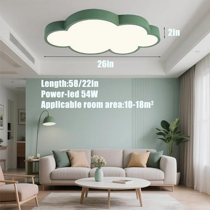 Cloud Shape LED Ceiling Light, 54W, 26 inch,Green Frame Kids Room, 3-Color Dimmable with Remote, for 10-18m² Room/Children's Room Ceiling lamp