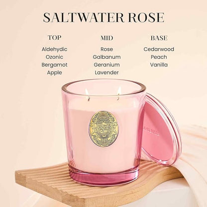 M&SENSE Large Two-Wick Soy Candle | Saltwater Rose & Pink | 19.8 oz, 120H Burn Time | Luxury Scented Candle for Relaxation, Gifting, Home Décor | Ideal for Bedroom, Office, Party Ambiance