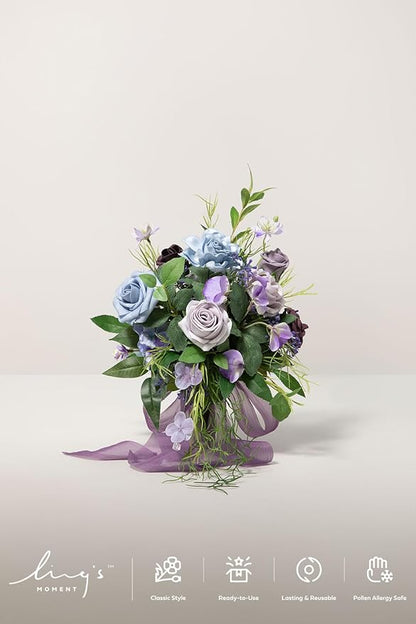 Ling's moment Bridesmaid Bouquet, Sage Purple & Provence Wedding Bouquets for Bridesmaids, 7 Inch Bridal Bouquets for Bridesmaids, Wedding, Ceremony, Anniversary, etc.