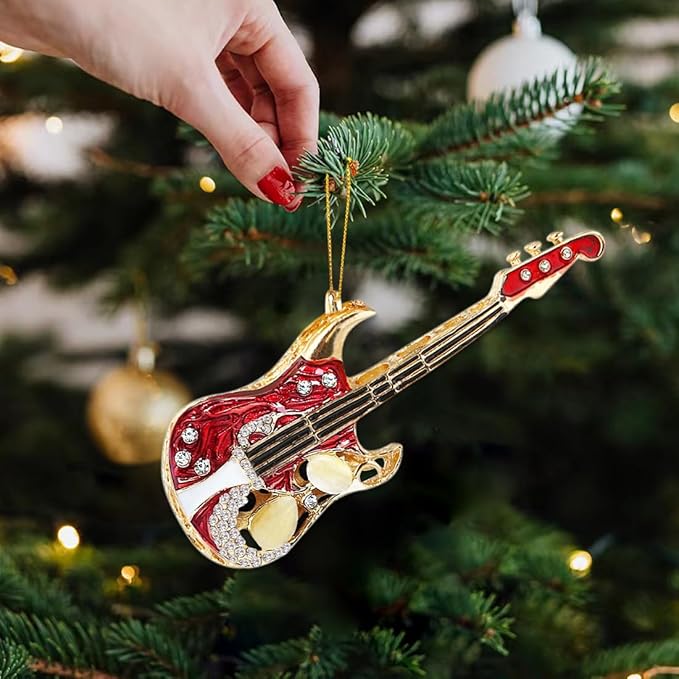BAOXUE Guitar Ornaments for Christmas Tree, mini Music Ornament for Christmas Tree, Miniature Guitar Ornament Gifts for Rock Band Music Lovers,Bass Guitar Ornaments 2025