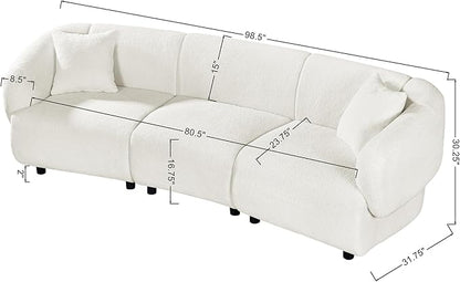 Merax 98.5" Modern 3 Seater Curved Sofa, Luxury Boucle Fabric Sofa, Minimalist Cozy Cloud Couch for Living Room, Bedroom, Apartment, Home Office, Beige