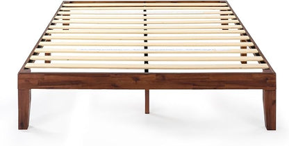 Mellow Naturalista Classic - 12 Inch Solid Wood Platform Bed with Wooden Slats, No Box Spring Needed, Easy Assembly, Queen, Espresso