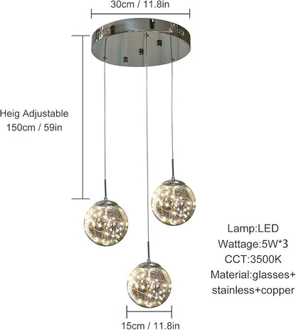 Pendant Lights Modern Crystal Chandeliers Hanging Light Fixture for Kitchen Island Sphere Pendant Light,Adjustable Chandelier for Dining Room,Foyer,Living Room Entryway