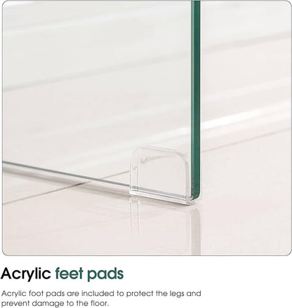 ivinta Glass Entry Table with Storage, 39.4" Modern Console Table for Living Room, Foyer, Hallway, Bedroom 5101 (White)