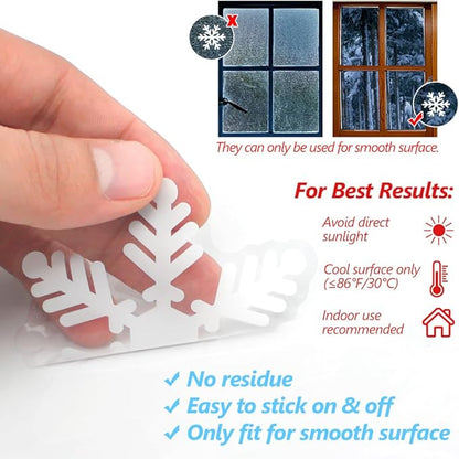 LUDILO 135Pcs Christmas Window Clings Snowflakes Window Decals Static Window Stickers for Christmas Decorations Windows Décor Ornaments Xmas Party Supplies Thanksgiving Party Décor
