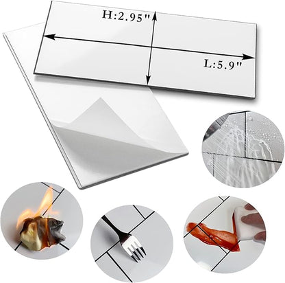 AULIGET 3" x 6" Subway Tile Peel and Stick Backsplash, Thick PVC Stick on Wall Tiles (100, Polished Grey Tile Look)