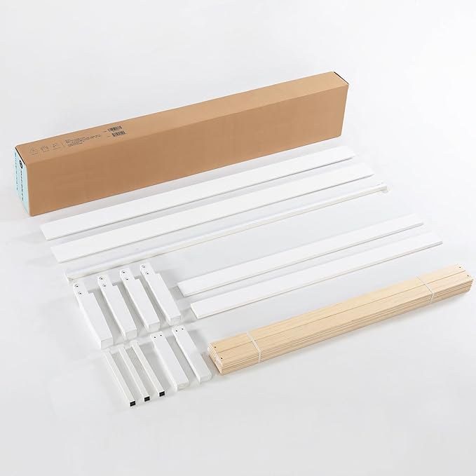 Mellow Naturalista Classic 16 Inch Solid Wood Platform Bed with Wooden Slats, White, Queen